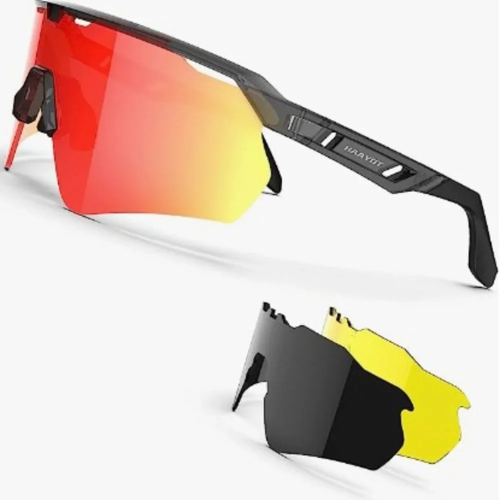 Unisex Polarized Sports Sunglasses w/ 3 Interchageable Lenses